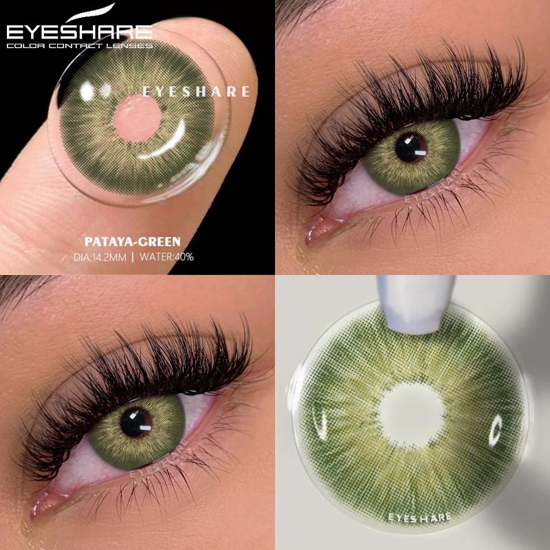Eyeshare 2ks/pár Kontaktní čočky řady NICOSIA Roční zelené čočky 14,2 mm Modré oči Čočky Módní kosmetika Žáci
