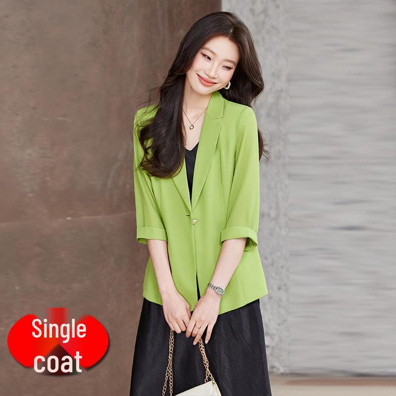 

Apple Green Women s Petite Slim Fit Blazer - Spring 2026 Collection, Thin Medium Sleeves, Casual Suit Jacket L