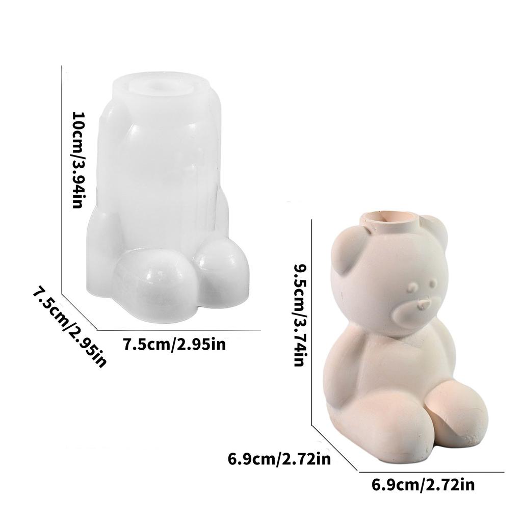 Flexible Silicone Mold Cement Clay Molds Plaster Flowerpot Mold for Crafting Bear Shape Flower Pots or Pen Holders