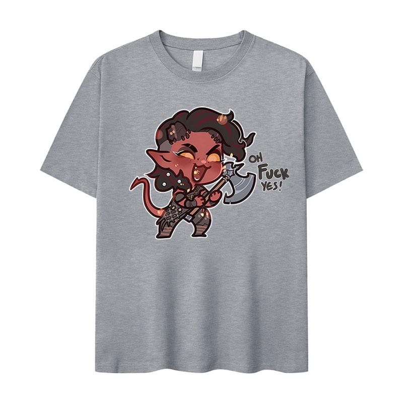 T-shirt Graphique Drôle Karlach Baldur's Gate 3 Hommes Femmes Mode Col Rond Manches Courtes T-shirts Décontracté 100% Coton T-shirt Surdimensionné
