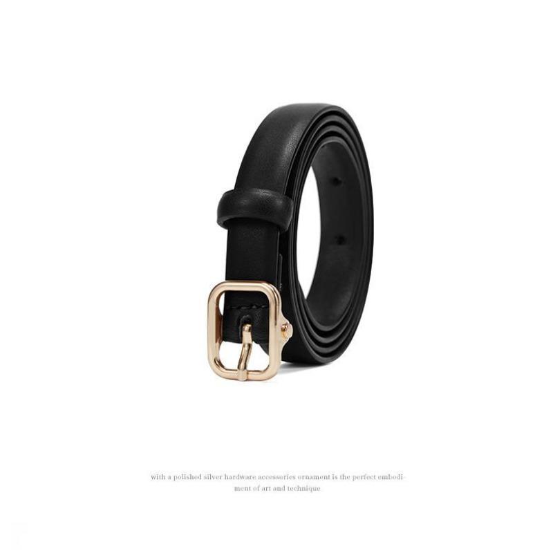 

Trendy New Thin Belt Women S Fashion Versatile Dress Decorative Belt Cowhide Hand Sewn Needle Buckle Belt 105cm