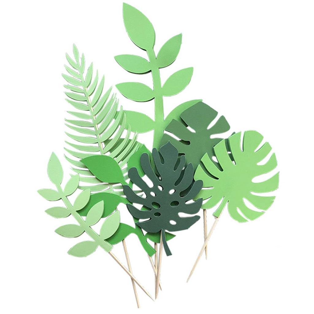 Shower Wedding Jungle Theme Greenery Party Supplies Cupcake Decoration Cake Topper Tropical Leaves