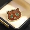 New high-end wood-inlaid stone panda head brooch, personalized versatile gold-plated fashion animal pin, the same for men and women