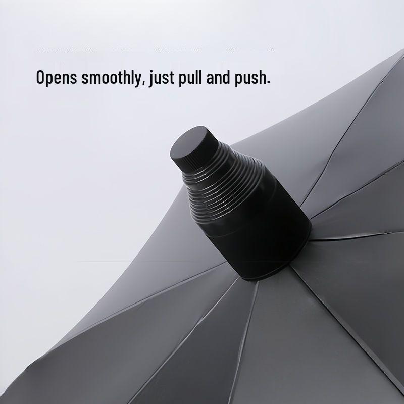 Windproof Waterproof Golf Umbrella for Three - Unisex Black Semi-Automatic with UV Protection
