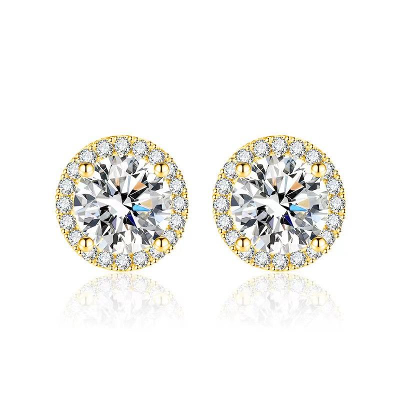 1 Carat Moissanite Halo Stud Earrings for Women Engagement Wedding Daily Work Party Travel Luxurious Gift 925 Sterling Silver