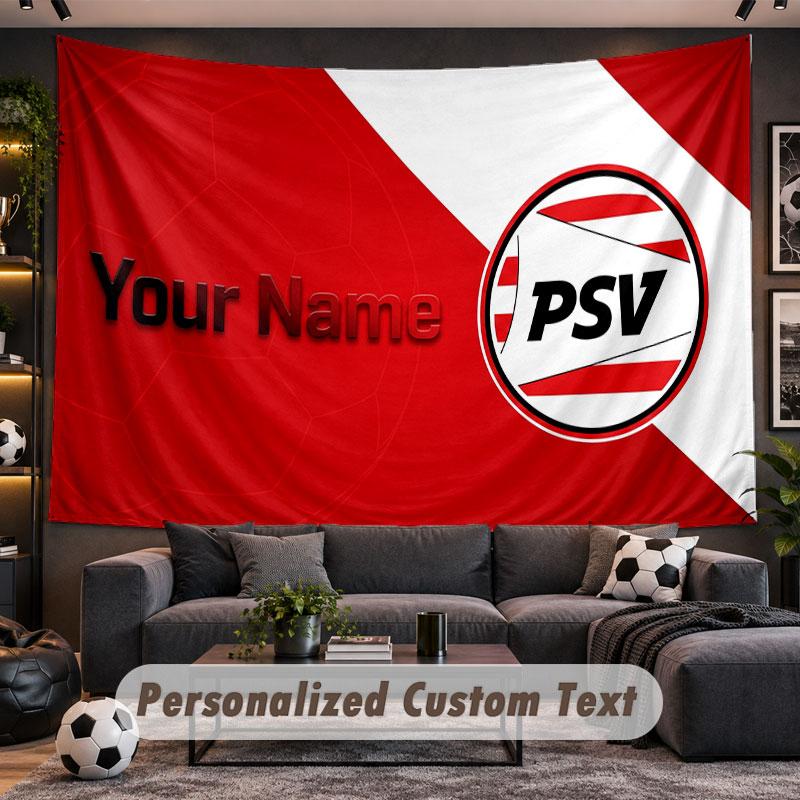 Wall Hanging Tapestry Custom NamePSV Eindhoven FC Pattern Personalized Printed Fabric Wall Decor