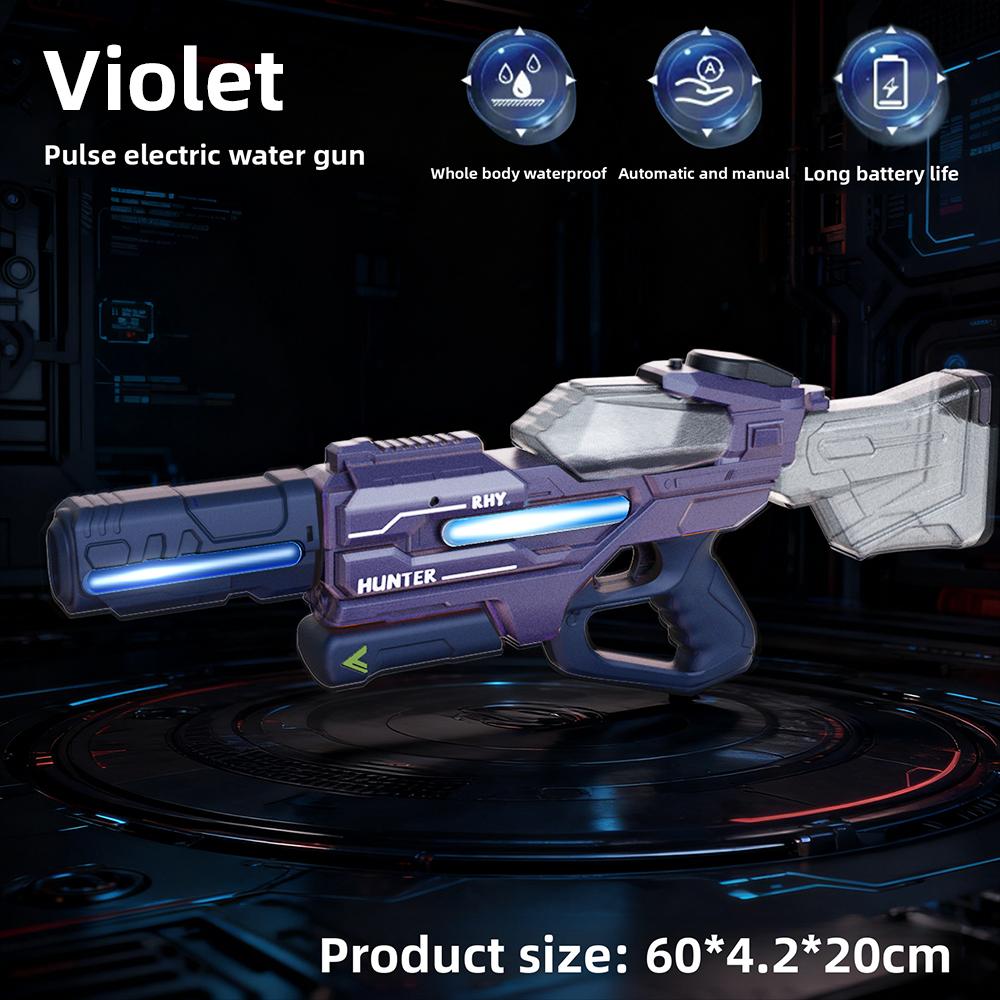 Electric Multi-shot Water Gun with Automatic Function Light Large Capacity Party Outdoor Beach Water Spray Toys for Adults Gifts