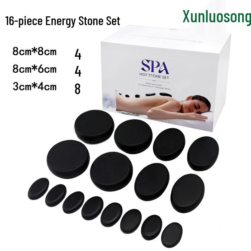Набор из 20 вулканических массажных камней с подогревателем для эфирных масел и алюминиевым нагревателем