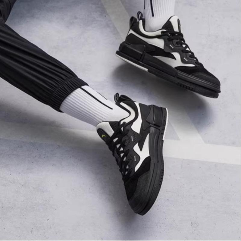 Anta Synthetic Leather Low Top Sneakers Mens Black White 912138060-2