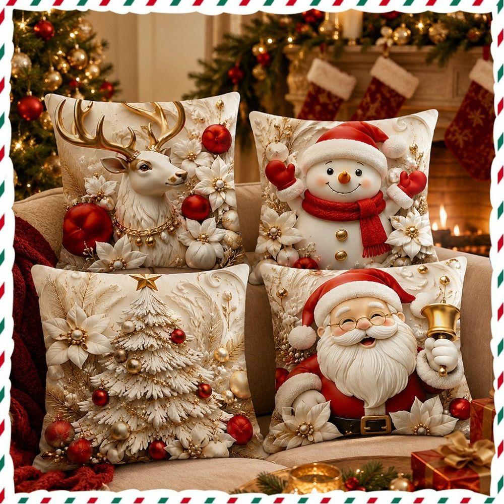 45x45cm Christmas Pillow Covers Detachable Soft Holiday Cushion Case  Sofa House Room