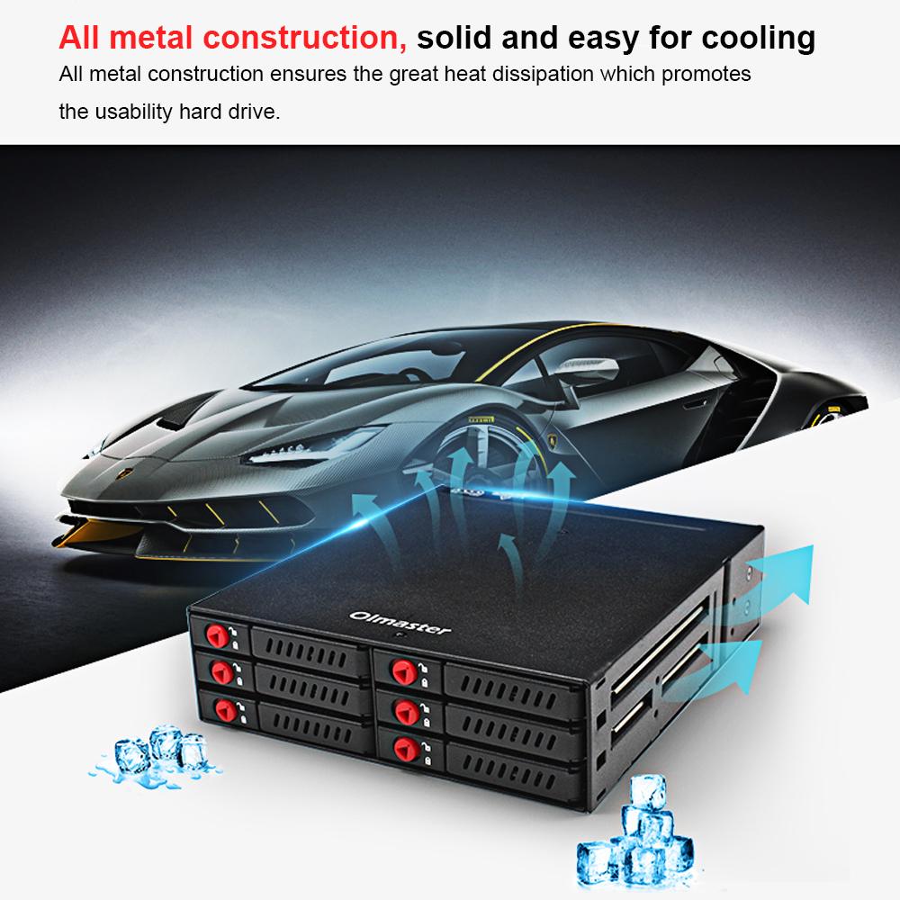 OImaster 6 Bay Mobile Backplane unterstützt 2,5'' SATA HDD SSD Festplatte mit Lüfter Schloss Hot-Swap 6Gbps Übertragung
