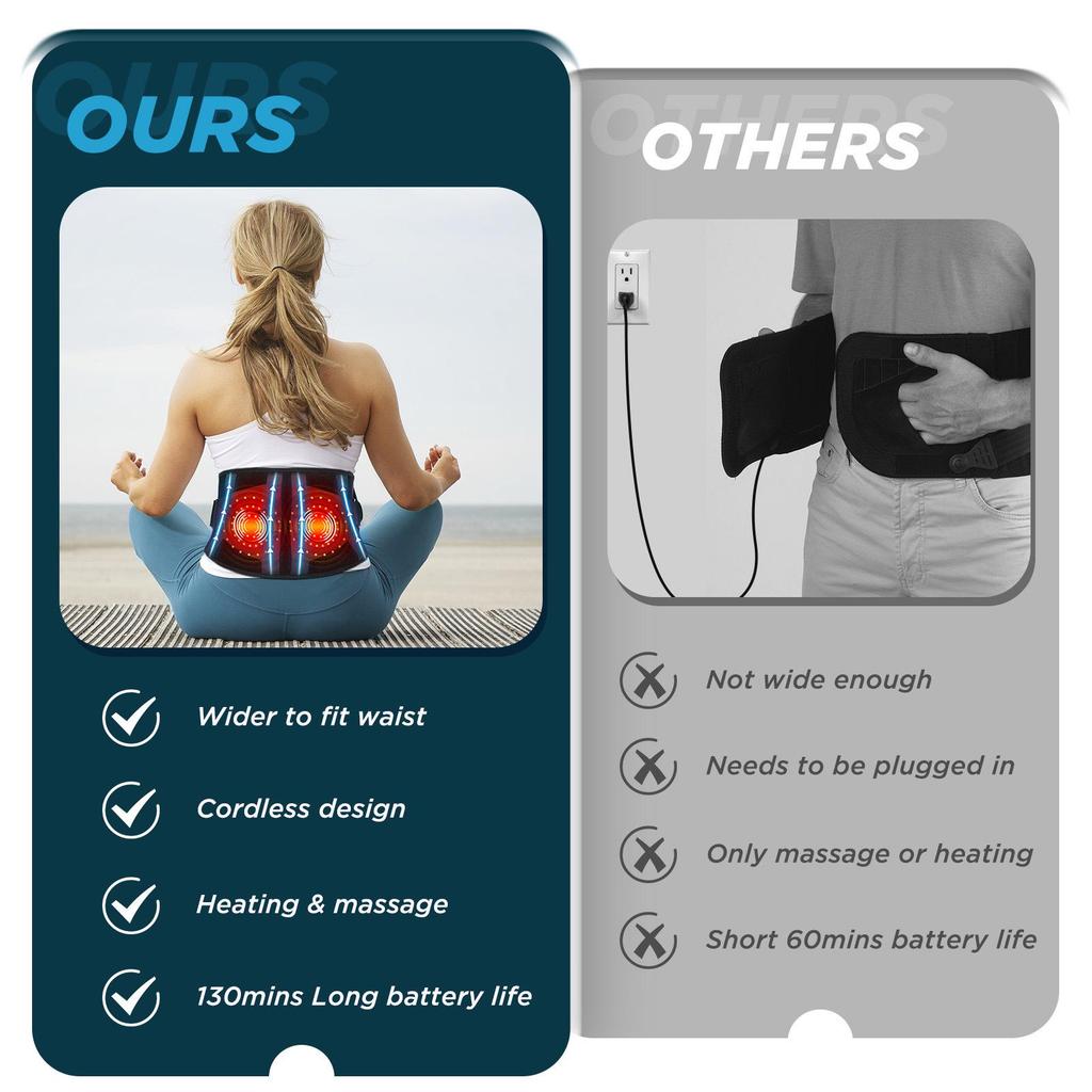 Intelligent Red Light Heated Waist Massage Belt with Lumbar Support