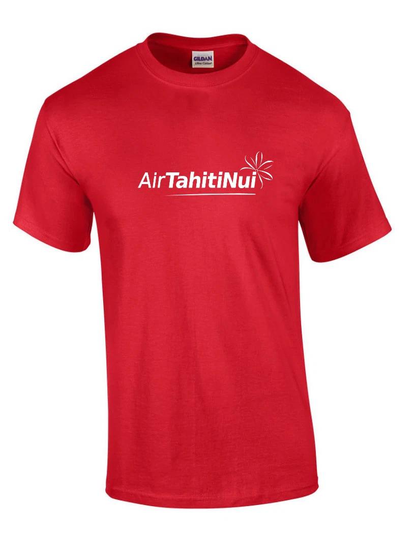 Air Tahiti Nui White Logo Polynesian Airline Aviation Red T-Shirt S-5XL M