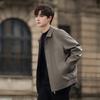 Matte Lychee Texture PU Leather Jacket Men's Spring and Autumn Casual Jacket Loose Lapel Locomotive Trend