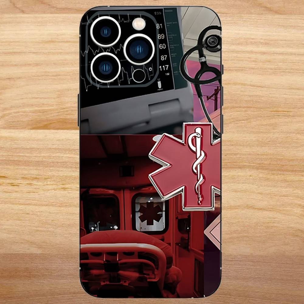 EMT EMS Ambulance Phone Case For iPhone 16,15,14,13,12,11,Mini,Pro,SE,MAX White Matte Shockproof Cover