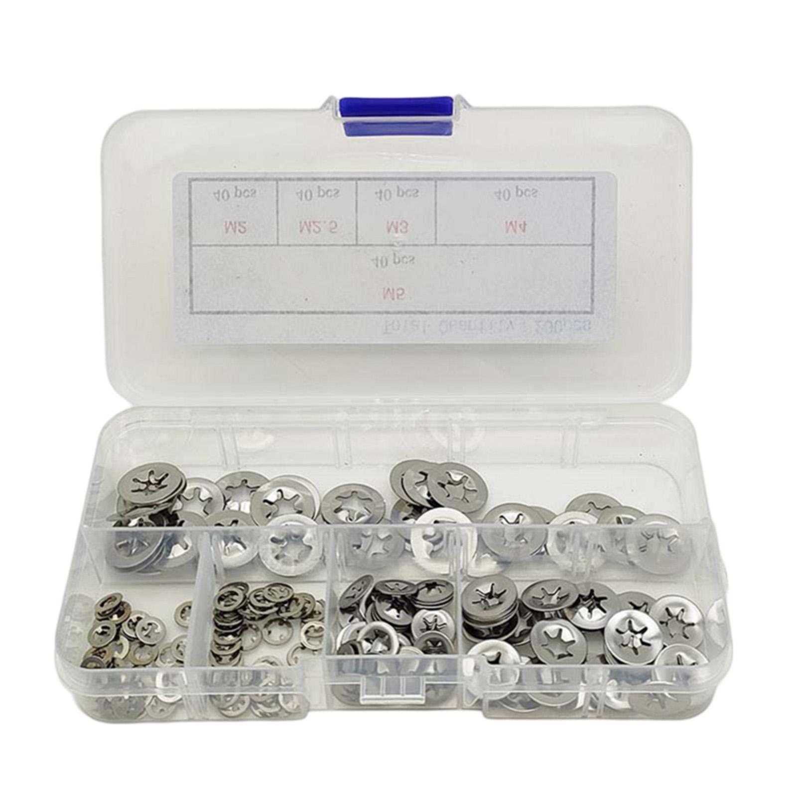 200pcs Internal Tooth Lock Washer Quick Washer Plum Blossom Snap Ring Bearing Internal Tooth Locking Gasket Fasteners Hardware