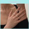 Elegant Korean Inspired 2024 Geometric Open Adjustable 925 Silver Ring For Women