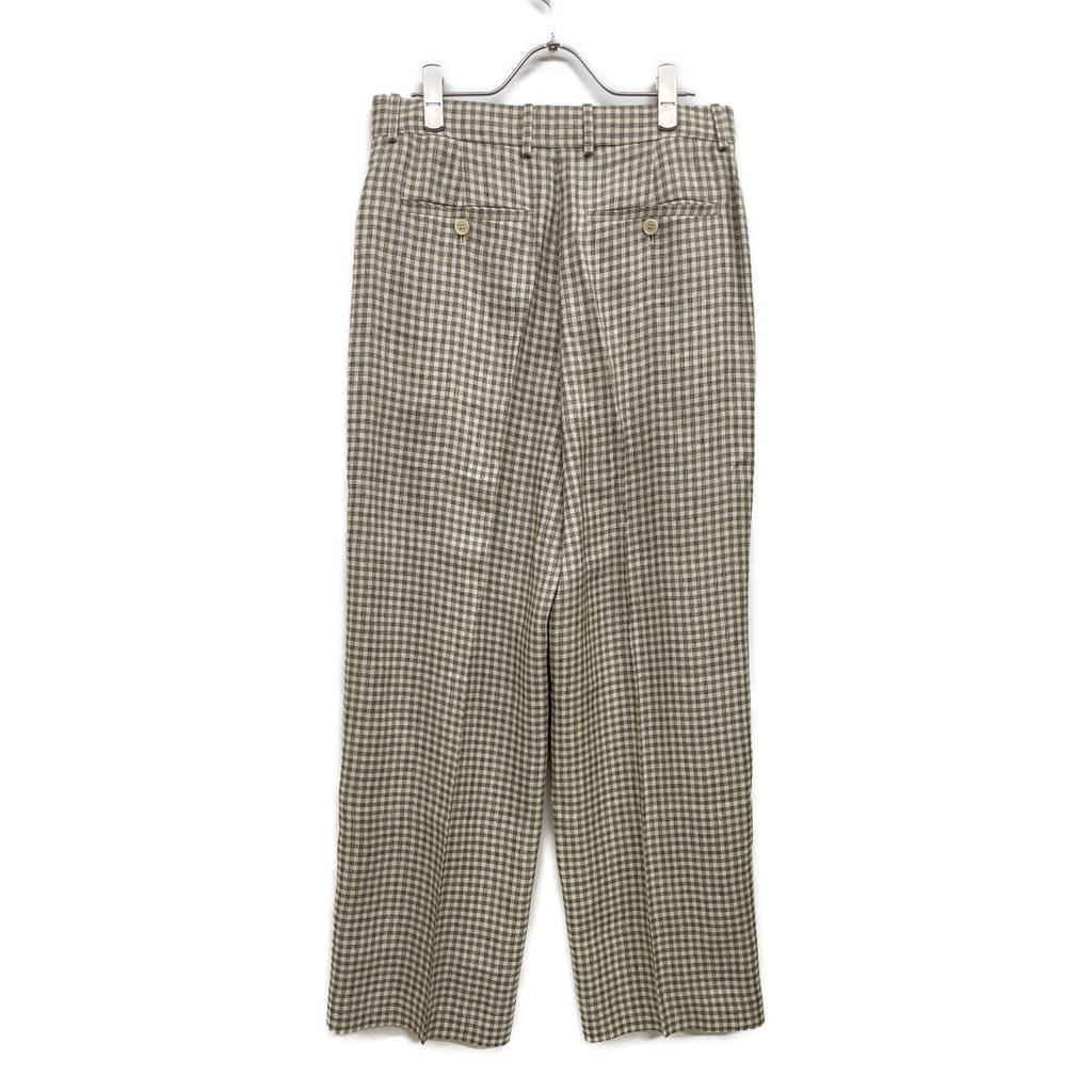 Theory 25Stainless Steel 01-5106411 Cream Linen X Rayon Linear Check Straight Trousers Bottoms 6 Ivory Black CheckUsed