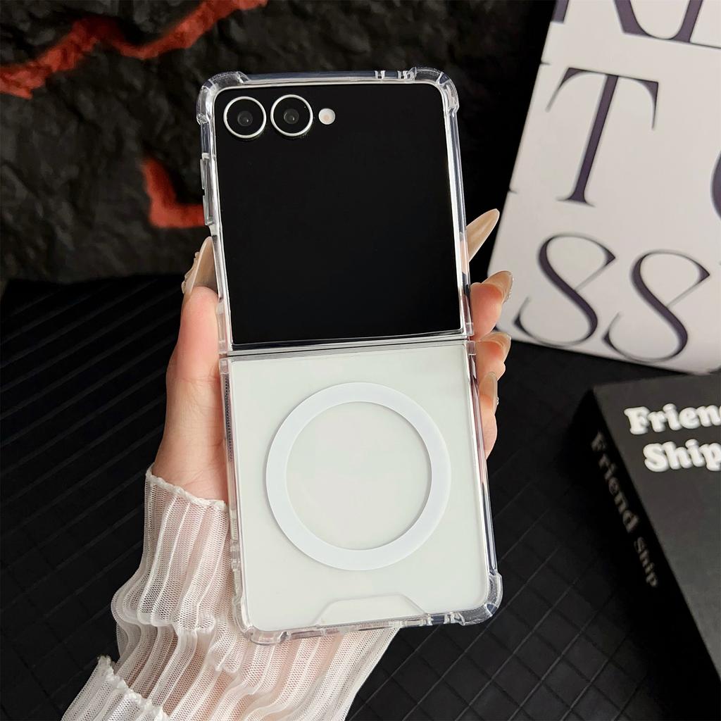 For Samsung Galaxy Z Flip7 5G Case Clear Acrylic Back Phone Cover Magnetic Case