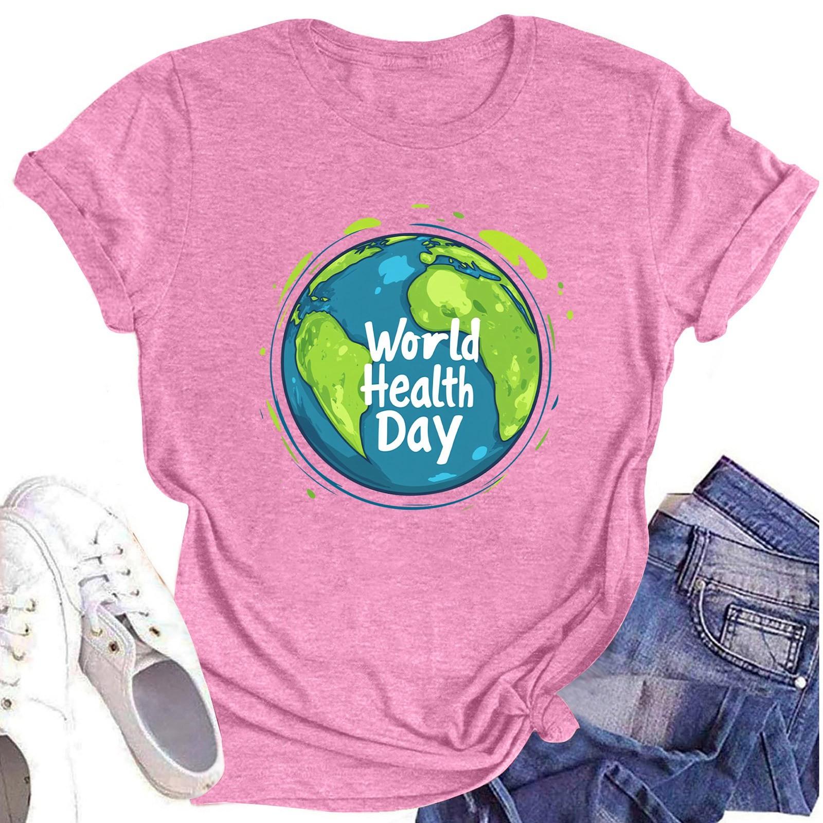 

Женская повседневная футболка с короткими рукавами и круглым вырезом с принтом и буквенным топом XL розовый