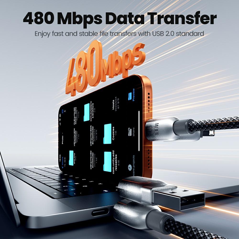 TOOCKI X118C2 1.2m USB-A / USB-C To USB-C / iP 480Mbps Data Cable PD 100W Fast Charging Cable with E-Marker Chip for Laptop Phone