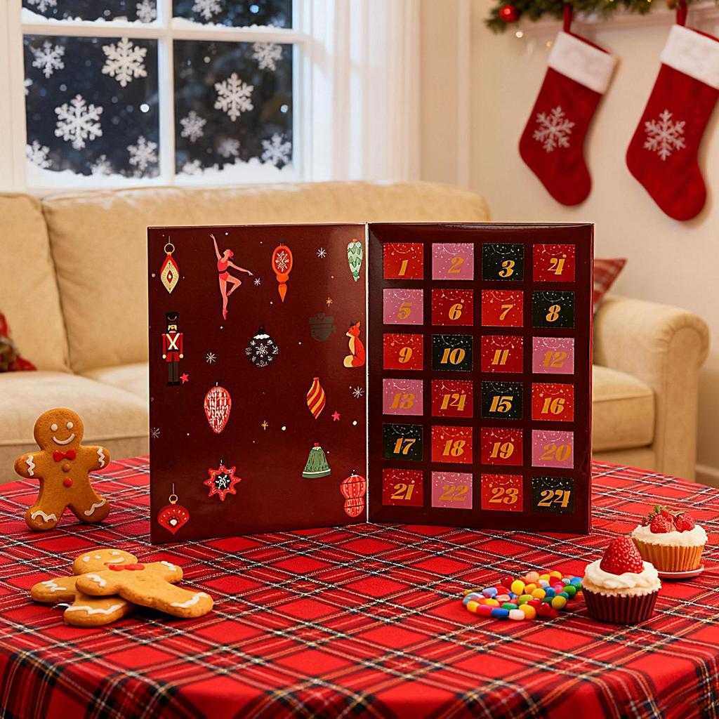 Christmas Countdown Calendar 24 Days Empty Refillable Party Favors Countdown Candy Wrapping Boxes for Home Living Room Bedroom