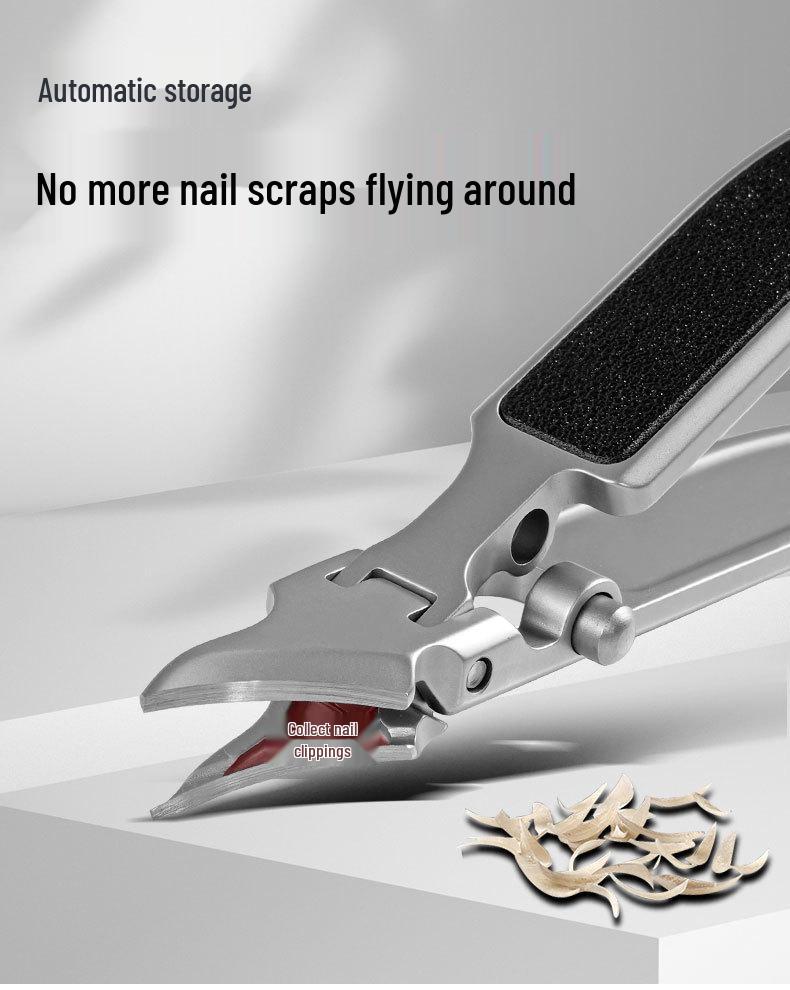 Portable Powder Steel Thin Nail Clippers Set with Anti-Splash Angled Flat Edge - New Model