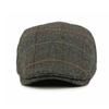 Autumn Winter Men's Hat Middle-Aged Wool Forward Cap British Vintage Beret Plaid Peaked Cap