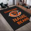 Custom Name,Chicago Bears Home Sofa Decoration for Living Room & Bedroom, Non‑Slip Play Flannel Floor Mat for Game Room