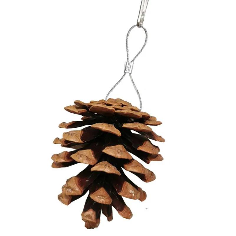 Natural Wood Pine Cones Pet Parrot Toy Bird Biting Exercise Climbing Standing Wooden Toys Pet Parrot Macaw Hammock Bird Toy