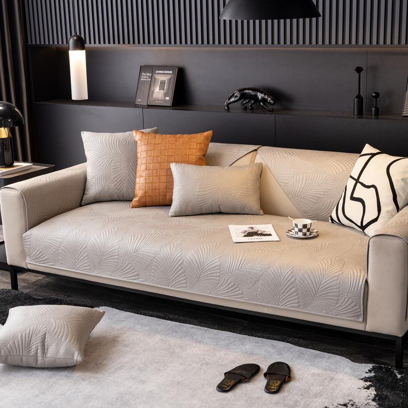 Polyester Cotton Sofa Cover for Living Room Leaf Edge Bohemian Universal Sofa Mat Embroidery Non-Slip Sofa Cover Home Cushion