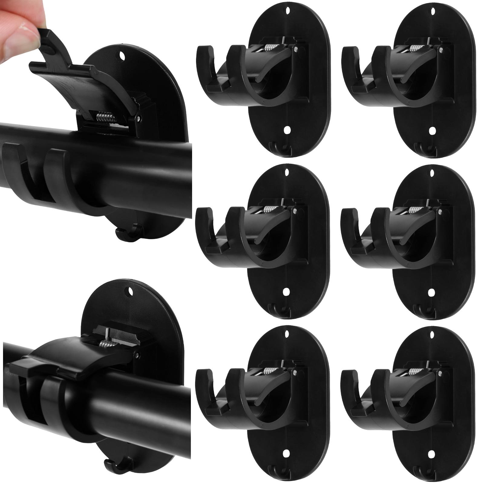 

6/4PCS Curtain Rod Holders Multipurpose Curtain Pole Bracket Universal Shower Rod Hooks With Screws for Bathroom, Bedroom, Livin 85mmx48mm