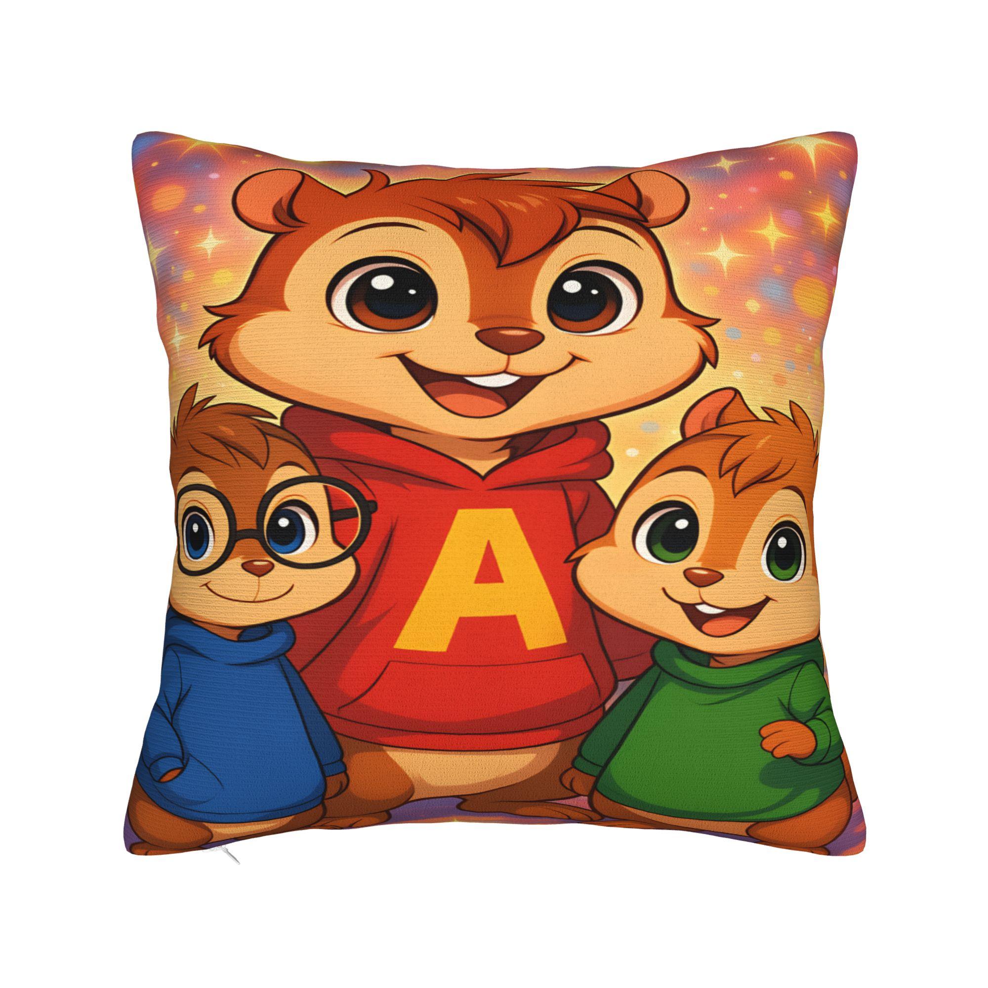 

Alvin and the Chipmunk Pillow Cover Funny Pillow Case For Sofa Home Decoration Comfy Pillowcases Gift 30cmx30cm