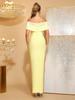 Elegant Pearl Beaded Rhinestone Off-Shoulder Bodycon Bandage Evening Dress