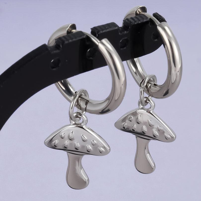 

1pair Silver Color Love Heart Bowknot Charm Earring Stainless Steel Hoops Earrings For Women Men Accessories Sunflower Jewelry