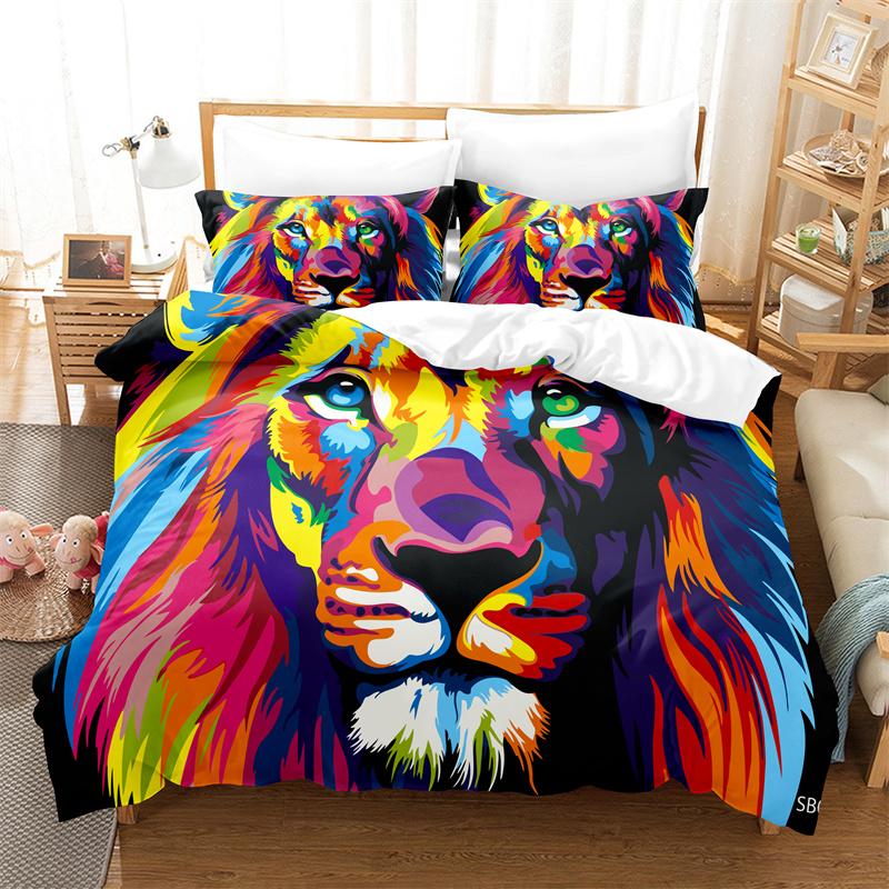 Ensemble de housse de couette Animal de dessin animé Ensemble de literie tendance Amoureux Lin Taille Queen Bed Fille Ensemble de housse de couette Ensemble de literie pour enfants