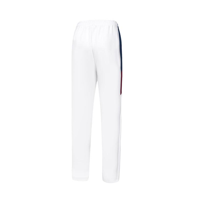 Li-Ning College Style Logo Print Striped Mid Waist Loose Straight Casual Pants Women bottoms Standard-White AKLTE56-3