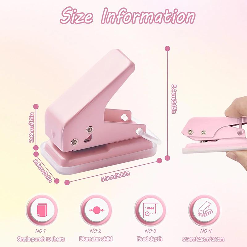 Mini Hole Punch 1 Hole Cute Paper Punch Portable Round Hole Puncher Paper Cutter Office School Supplies Stationery Items
