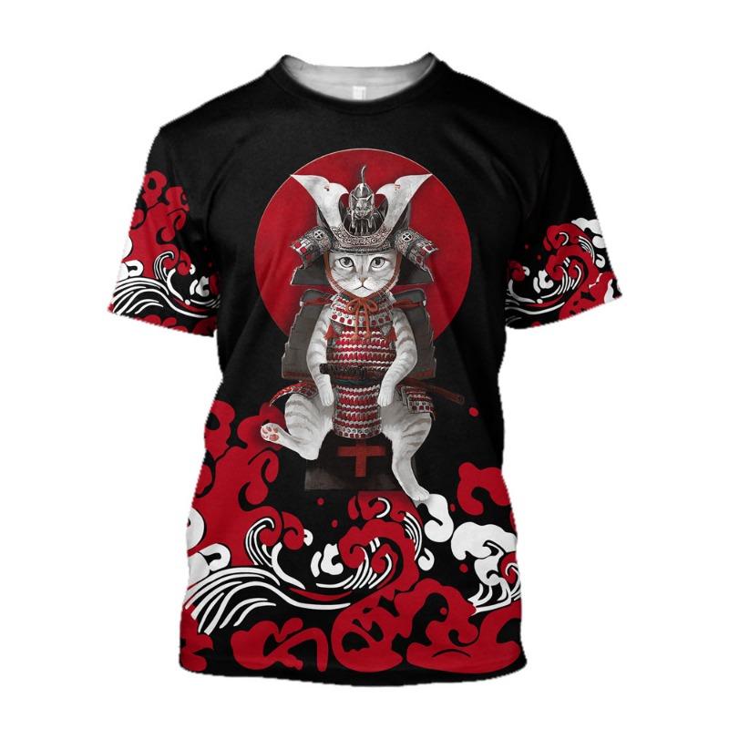 Summer Fashion Men Samurai graphic t shirts Personality Casual Cool Trend Printed Tees Oversized O-neck quick-drying t-shirt Top