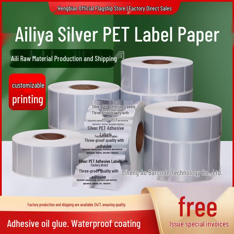 Ailiya Silver PET Matte Barcode Labels - Adhesive Blank Stickers for Printing 20x20 - 2200 pcs