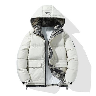 Cotton Jacket Men's Hooded Jacket Warmth Thickened Cold-proof Hong Kong Style Versatile Cotton Jacket Winter Jacket Large Size Cotton Jacket Men