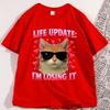 Life Update Im Losing It TShirt Funny Cat Graphic Round Neck Tshirt Streetwear Women Clothing Summer Aesthetic Clothes