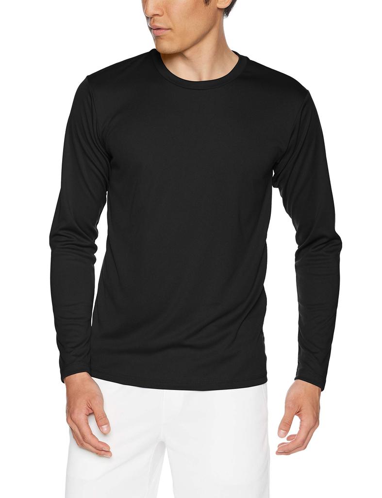 Glimmer Interlock Dry Long Sleeve Size L 3.5oz T-Shirt, Men's, Black, (00352-AIL)