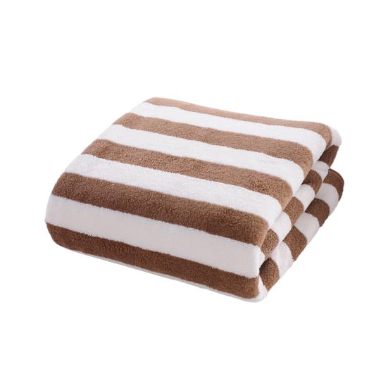Striped Microfiber Bath Towel Ultra Absorbent Quick Dry B кофейный