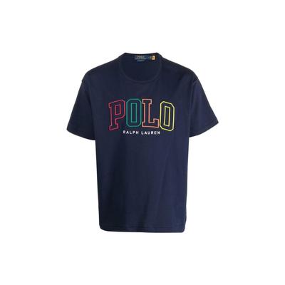 Polo SS23 Buchstaben-Print Rundhals Kurzarm T-Shirt Herren Oberteile Blau 710899185-001