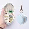 Heart Shaped Mini Jewelry Case Portable Travel Jewelry Box with Zipper for Rings Earrings Necklaces and Small Accessories