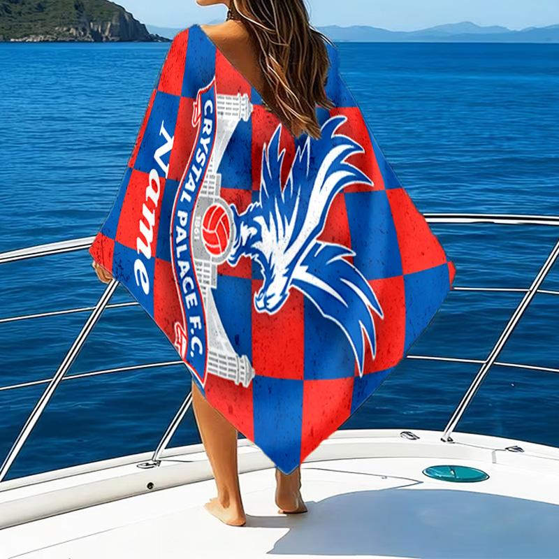 1PC Custom Name Beach Towel Crystal Crest Beach Towel, Suitable for Camping, Travel, Beach Accessories, Super Absorbent, Family Gift