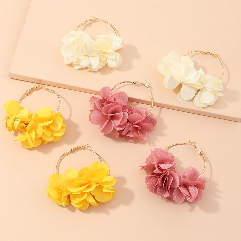 Fashion Flower Petal Hoop Earrings for Women Elegant Wedding Party Piercing Earring Zircon Brincos Y2K Accessories