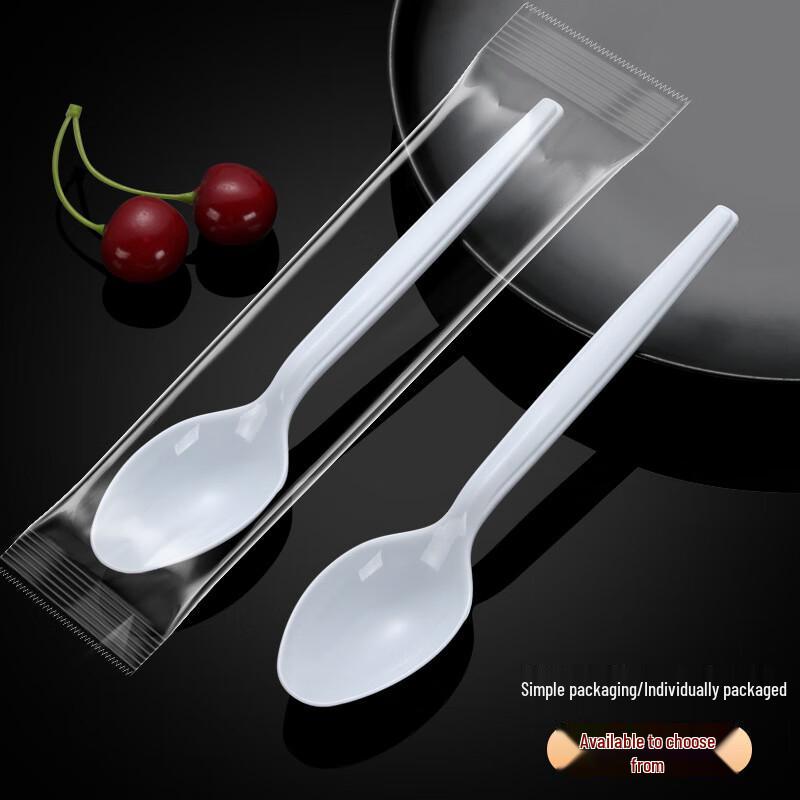 Individually Wrapped Disposable Long Handle Soup Spoons