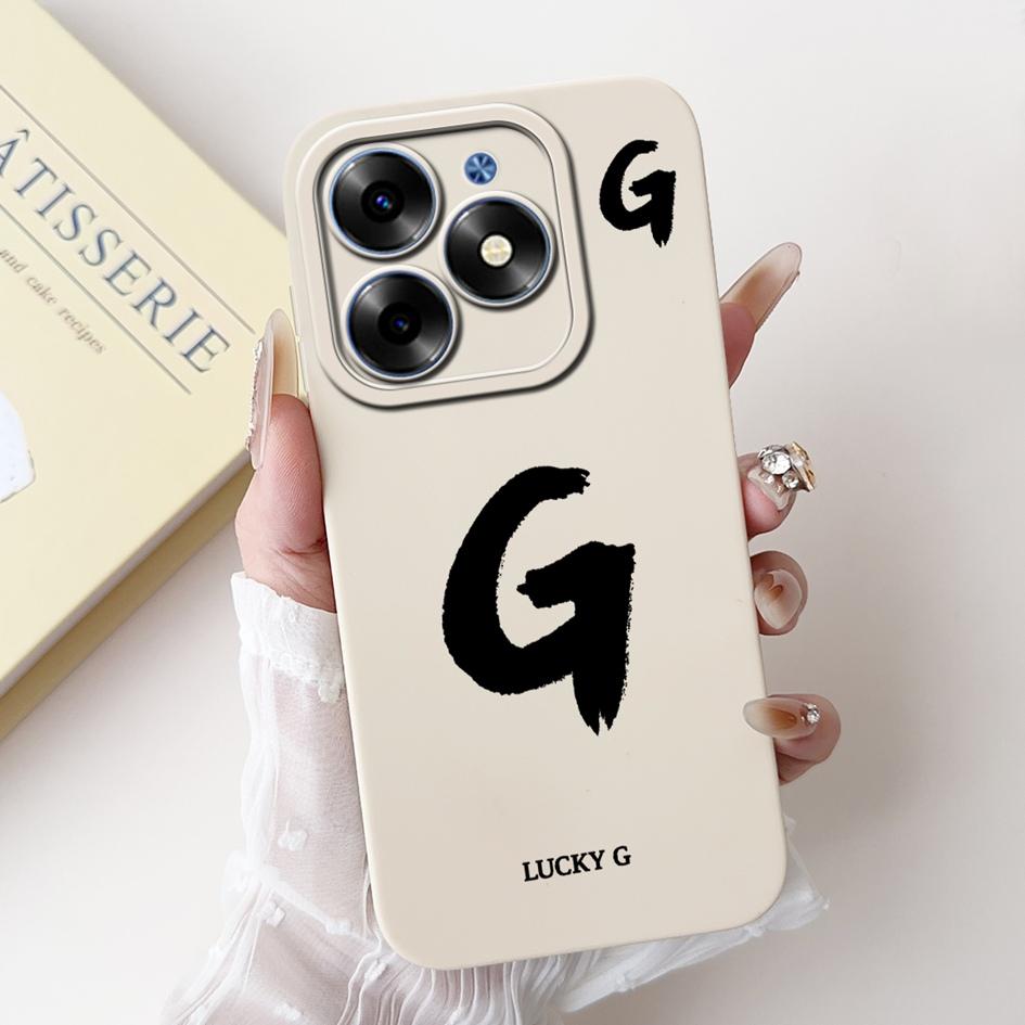For Tecno Spark Go 2024 Case BG6 BG6i Pop 8 Simple A Z Letters Silicone Camera Protection Funda On Tecno Spark 20 20C Back Cover
